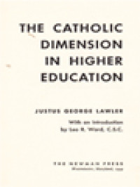 Image of The Catholic Dimension In Higher Education