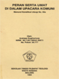 Image of Peran Serta Umat Di Dalam Upacara Komuni, Menurut Konstitusi Liturgi No. 55a