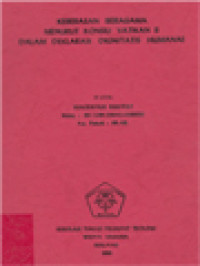 Image of Kebebasan Beragama Menurut Konsili Vatikan II Dalam Deklarasi Dignitatis Humanae