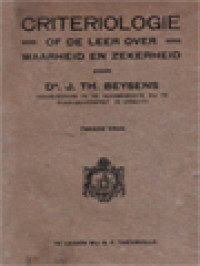 Image of Criteriologie Of De Leer Over Waarheid En Zekerheid