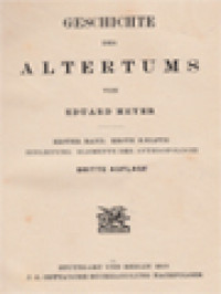 Image of Geschichte Des Altertums I.1: Einleitung. Elemente der Anthropologie