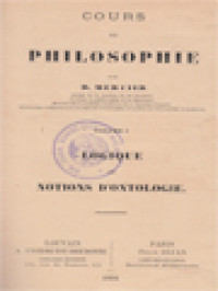 Image of Cours De Philosophie I: Logique Et Notions D'ontologie