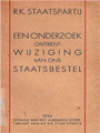 Image of Een Onderzoek Omtrent Wij Ziging Van Ons Staatsbestel