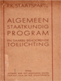 Image of Algemeen Staatkundig Program: En Daarbij Behoorende Toelichting