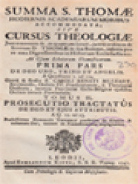 Image of Cursus Theologiae, Prima Pars (De Deo Uno, Trino Et Angelis) - Tomus I. Prosecutio Tractatus; De Deo Et Ejus Attributis