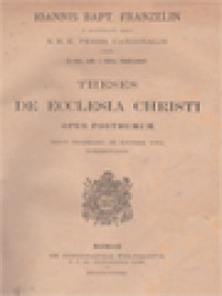 Image of Theses De Ecclesia Christi: Opus Posthumum