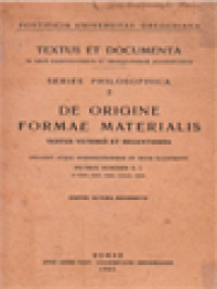 Image of De Origine Formae Materialis: Textus Veteres Et Recentiores