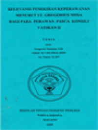Image of Relevansi Pemikiran Keperawanan Menurut St. Gregorius Nissa Bagi Para Perawan Pasca Konsili Vatikan II