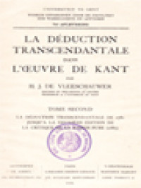 Image of La Déduction Transcendantale Dans L'œuvre De Kant II: La Déduction Transcendantale De 1781 Jusqu'a La Deuxième Édition De La Critique De La Raison Pure (1887)