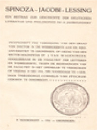 Image of Spinoza-Jacobi-Lessing: Ein Beitrag Zur Geschichte Der Deutschen Literatur Und Philosophie Im 18. Jahrhundert