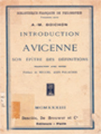 Image of Introduction A Avicenne: Son Epître Des Définitions