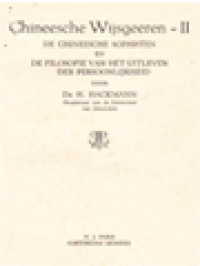 Image of Chineesche Wijsgeeren II: De Chineesche Sophisten En De Filosofie Van Het Uitleven Der Persoonlijkheid