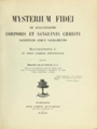 Image of Mysterium Fidei, De Augustissimo Corporis Et Sanguinis Christi Sacrificio Atque Sacramento: Elucidationes L En Tres Libros Distinctae