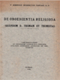 Image of De Oboedientia Religiosa: Secundum D. Thomam Et Thomistas