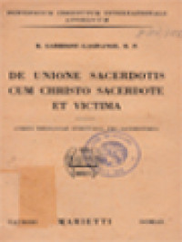 Image of De Unione Sacerdotis Cum Christo Sacerdote Et Victima: Cursus Theologiae Spiritualis Pro Sacerdotibus