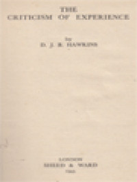 Image of The Criticism Of Experience