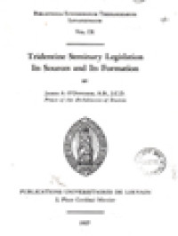 Image of Tridentine Seminary Legislation Its Sources And Its Formation