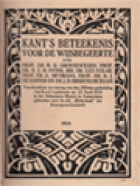 Image of Kant's Beteekenis Voor De Wijsbegeerte