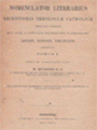 Image of Nomenclator Literarius I: Theologiæ Catholicæ Ab Anno 1564-1663