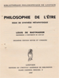 Image of Philosophie De L'être: Essai De Synthèse Métaphysique