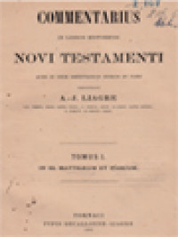 Image of Commentarius In Libros Historicos Novi Testamenti I: In SS. Matthaeum Et Marcum