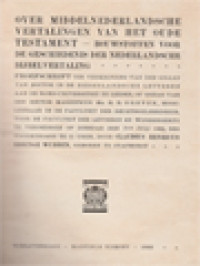 Image of Over Middelnederlandsche Vertalingen Van Het Oude Testament, Bouwstoffen Voor De Geschiedenis Der Nederlandsche Bijbelvertaling