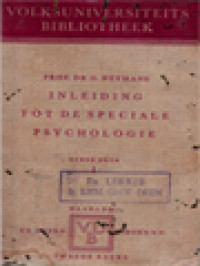 Image of Inleiding Tot De Speciale Psychologie I