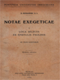 Image of Notae Exegeticae I: Loca Selecta Ex Epistulis Paulinis
