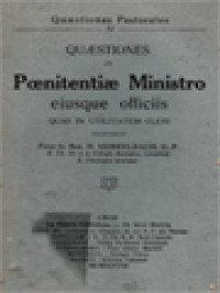 Image of Quaestiones De Poenitentiae Ministro Eiusque Officiis, Quas In Utilitatem Cleri