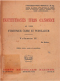 Image of Institutiones Iuris Canonici Ad Usum Utriusque Cleri Et Scholarum II: De Rebus