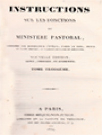 Image of Instructions Sur Les Fonctions Du Ministère Pastoral III