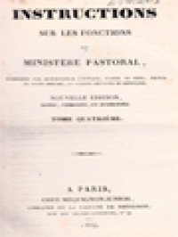 Image of Instructions Sur Les Fonctions Du Ministère Pastoral IV