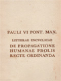 Litterae Encyclicae: De Propagatione Humanae Prolis Recte Ordinanda