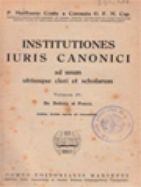Image of Institutiones Iuris Canonici Ad Usum Utriusque Cleri Et Scholarum IV: De Delictis Et Poenis