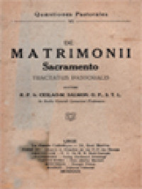 Image of De Matrimonii Sacramento: Tractatus Pastoralis