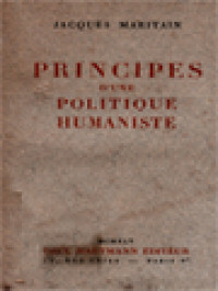 Image of Principes D'une Politique Humaniste