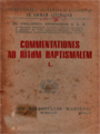 Image of Institutiones Systematico-Historicae In Sacram Liturgiam (Liturgis Specialis) III: Commentationes Ad Ritum Baptismalem. Pars I. Ritus Antebaptismales