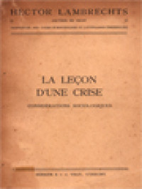 Image of La Leçon D'Une Crise: Considérations Sociologiques