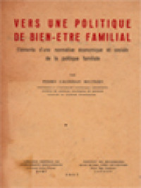 Image of Vers Une Politique De Bien Etre Familial: Eléments d'une Normative Economique Et Sociale De La Politique Familiale
