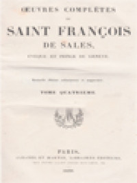 Image of Oeuvres Complètes De Saint François De Sales, Évèque Et Prince De Genève IV