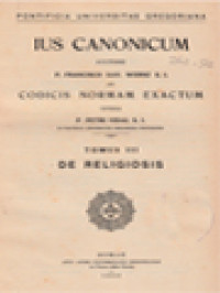 Image of Ius Canonicum Ad Codicis Normam Exactum III: De Religious