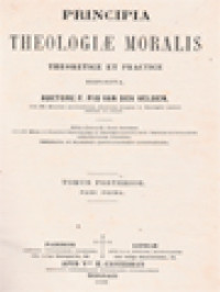 Image of Principia Theologiae Moralis: Theoretice Et Practice II.1