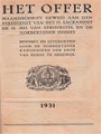 Image of Het Offer: Maandschrift Gewijd Aan Den Eeredienst Van Het H. Sacrament De H. Mis Van Eerherstel En Den Norbertijner Missies, 1931