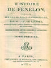 Image of Histoire De Fénélon II: Composée Sur Les Manuscrits Originaux