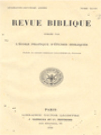 Image of Revue Biblique Publiée Par L'école Pratique D'études Bibliques XLVIII