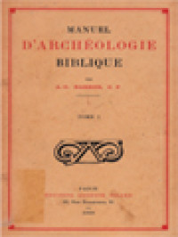 Image of Manual D'Archéologie Biblique I