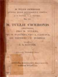 Image of M. Tullii Ciceronis Orationes Pro M. Tullio, Pro M. Fonteio, Pro A. Caecina de Imperio Cn. Pompeii