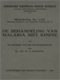 Image of De Behandeling Van Malaria Met Kinine, Met De Techniek Van Het Bloedonderzoek