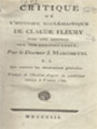 Image of Critique De L'histoire Ecclésiastique De Claude Fleury