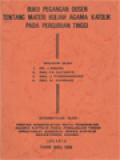 Buku Pegangan Dosen Tentang Materi Kuliah Agama Katolik Pada Perguruan Tinggi